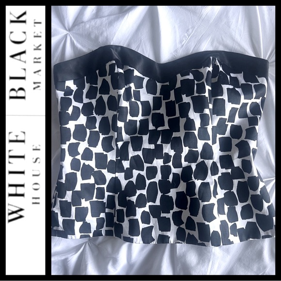 WHBM Silk Black & White Bustier Top - Picture 3 of 4